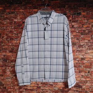 Van Heusen - Never Tick Slim Fit - White Check Long Sleeve Button Up Shirt Mens